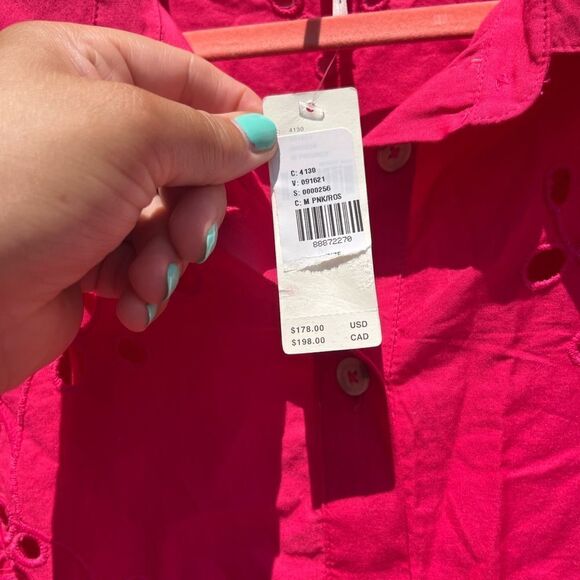 Anthropologie Eyelet Long Sleeve Embroidered Button-Down Mini Dress NWT - Picture 13 of 15